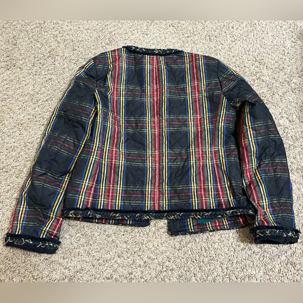 J. Crew Women's Quilted Lady Jacket Size 2 Stewart Plaid Braided Trim Holiday - Picture 2 of 15